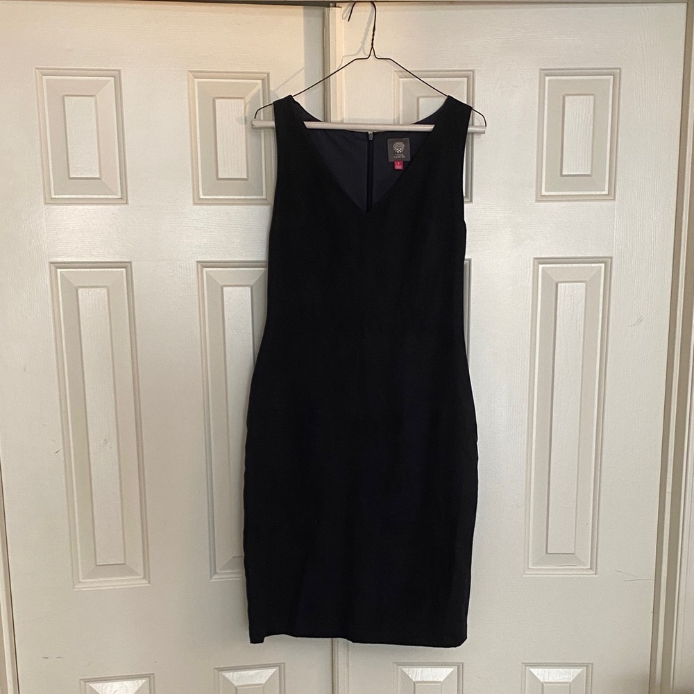 Chic Navy Faux-Suede Knee Length Dress